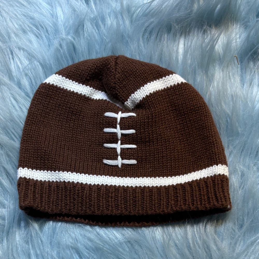 Mudpie Knit Football Beanie Sz 12-18M